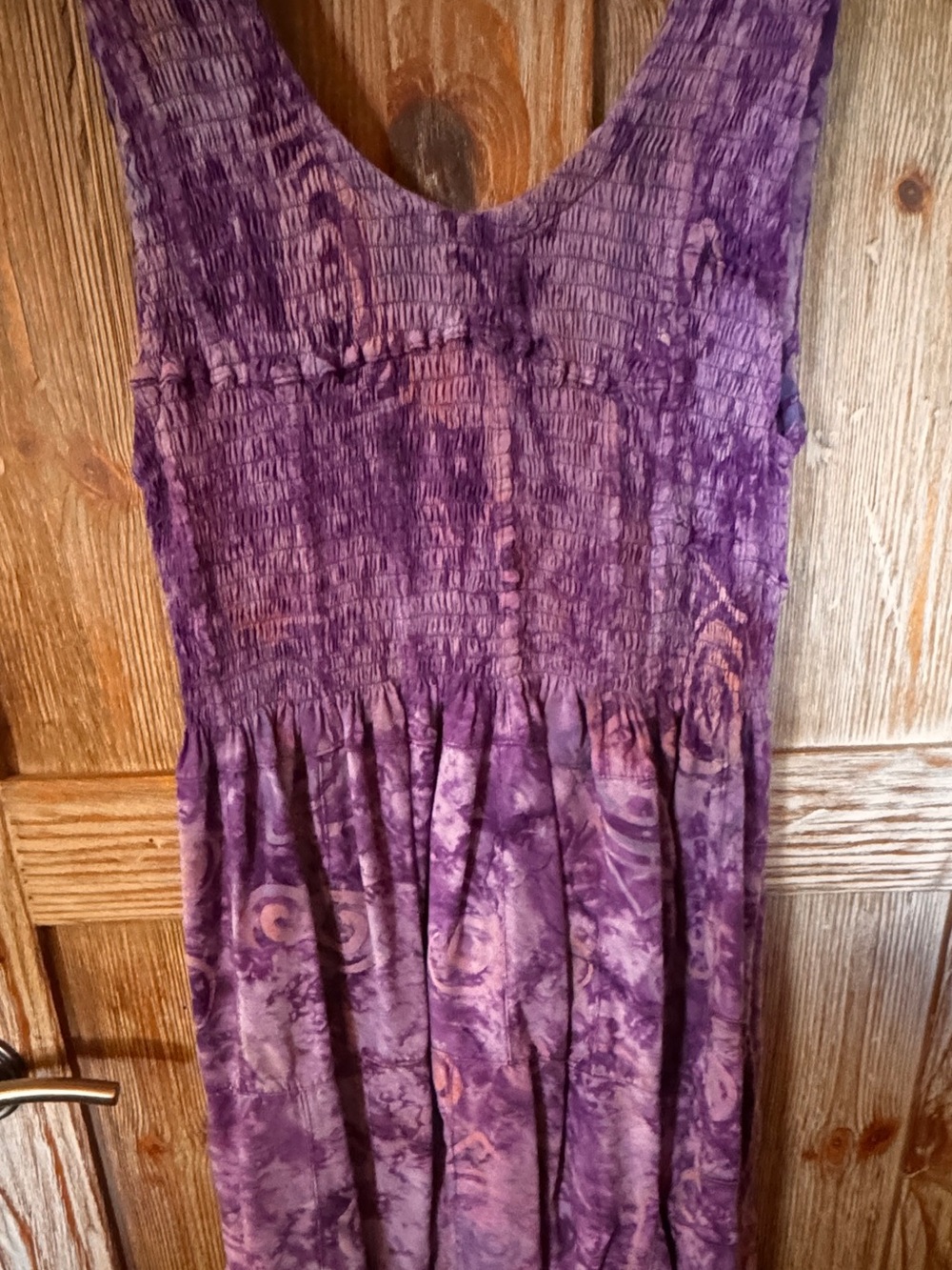 Sleeveless Purple Tie-Dye Lace-Up Mini Dress - Picture 3 of 7